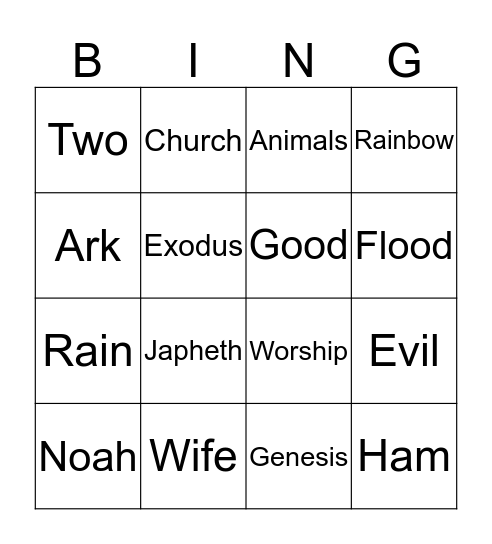 Noah Bingo Card