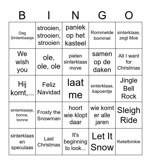 Sint Bingo Card