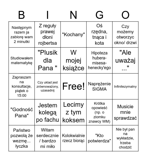 SSmann Bingo Card