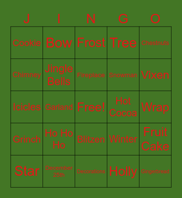 Holiday Jingo Bingo Card