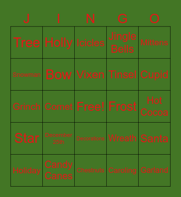 Holiday Jingo Bingo Card