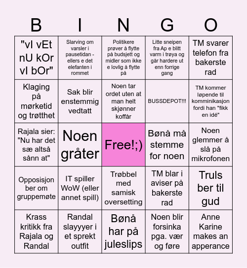 FFK Bingo Card