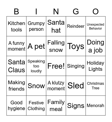 Speech and OT Christmas Movie Bingo Card