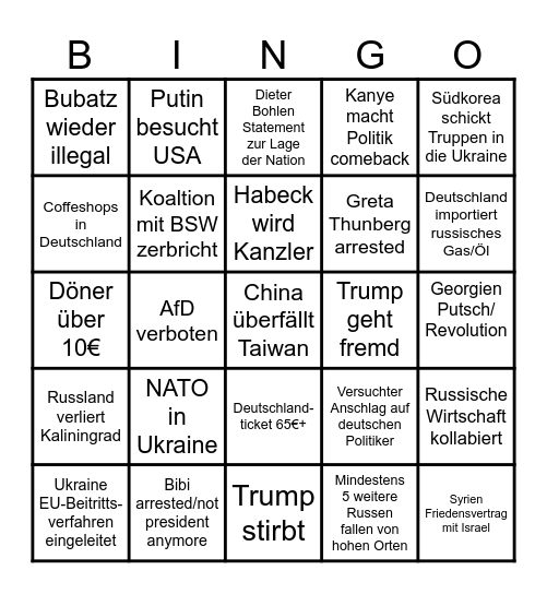 2025 Bingo Card