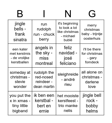 Kerst Bingo Card