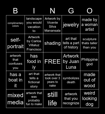 NATIONAL MUSEUM OF FINE ARTS Bingo Card