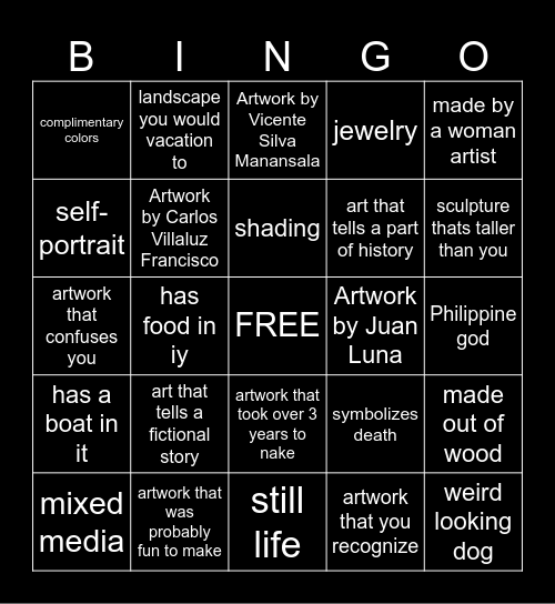 NATIONAL MUSEUM OF FINE ARTS Bingo Card