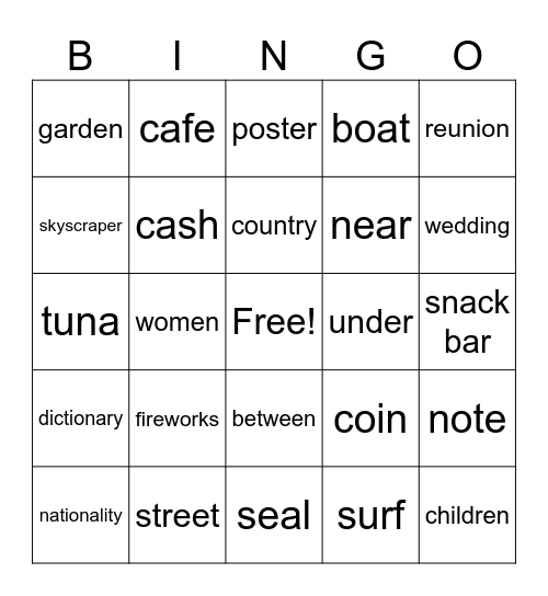 Life A1 Bingo Card