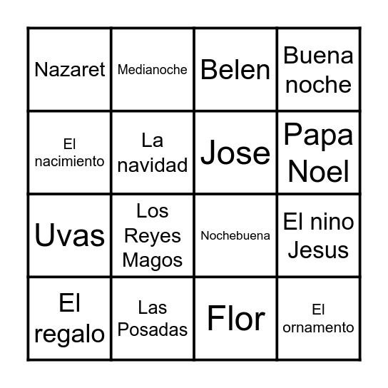 Feliz Navidad Bingo Card