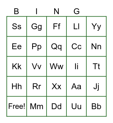 ABC Bingo Card