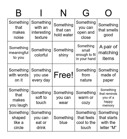 Mindfulness Hunt Bingo Card