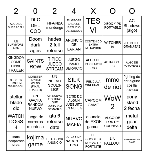 THE GAME AWARDS 2024 Bingo Card