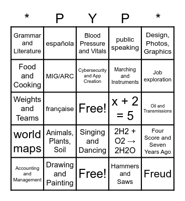 Promote Your Program Bingo Card