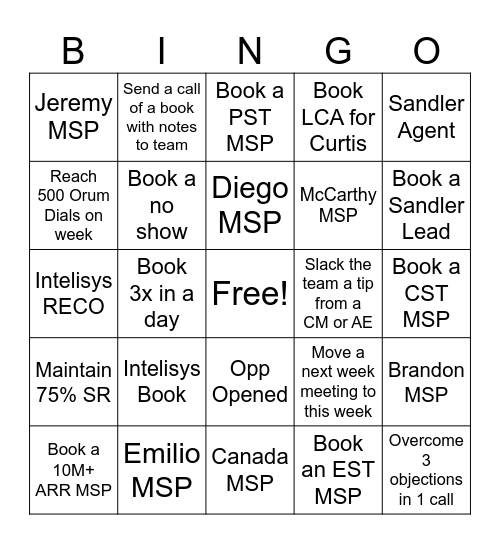 Channel BDR Bingo - Final Bingo Card