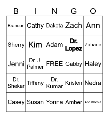 Coworker Bingo Card