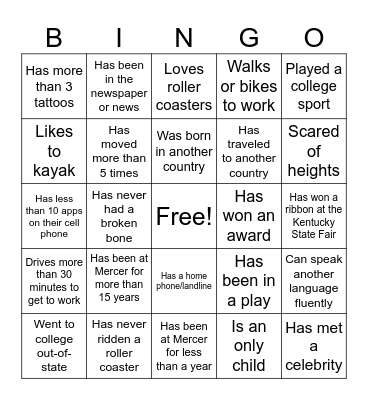 Find Someone Who... Bingo Card