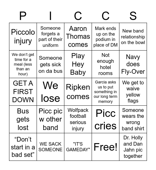 PICCOLO BINGOOOO Bingo Card