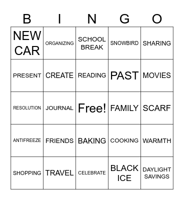 End of Year Bingo Card