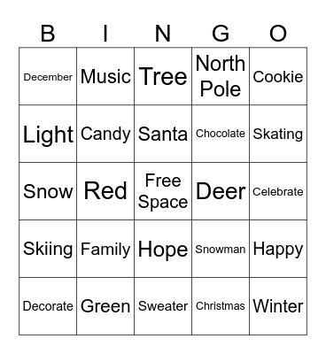 Christmas ASL Bingo Card