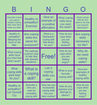 Coping Skills Bingo! Bingo Card