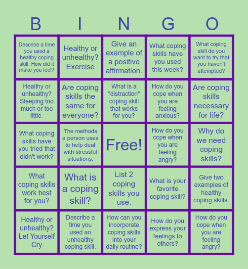 Coping Skills Bingo! Bingo Card