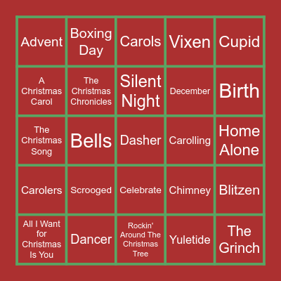 Virtual Holiday Bingo Card