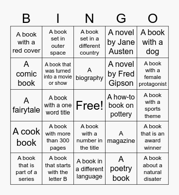 BBBS Library Bingo Card