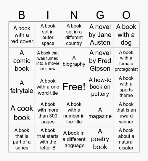 BBBS Library Bingo Card