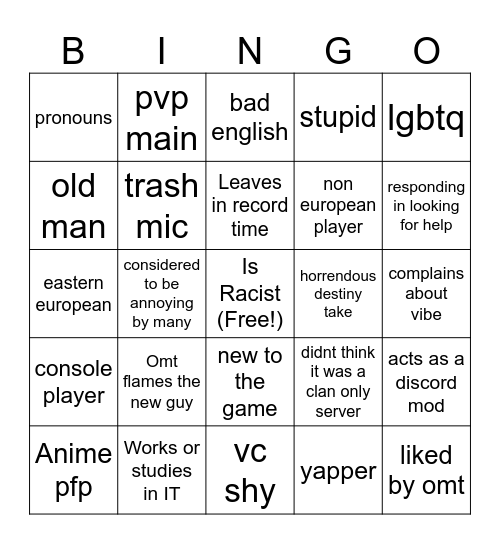 THE etrinum recruitment bingo Card