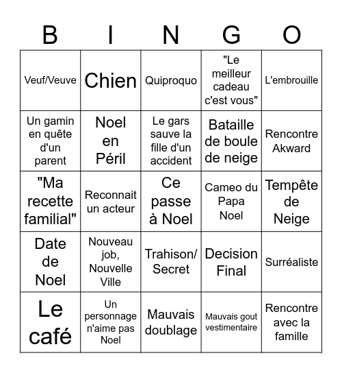 Film de Noël à l'eau de rose Bingo Card