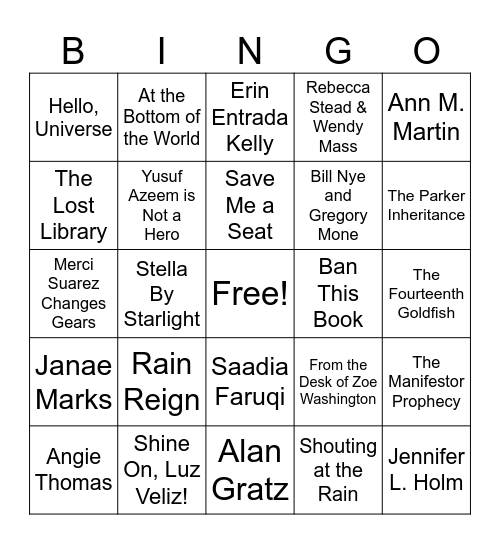 EBOB Book Bingo! Bingo Card