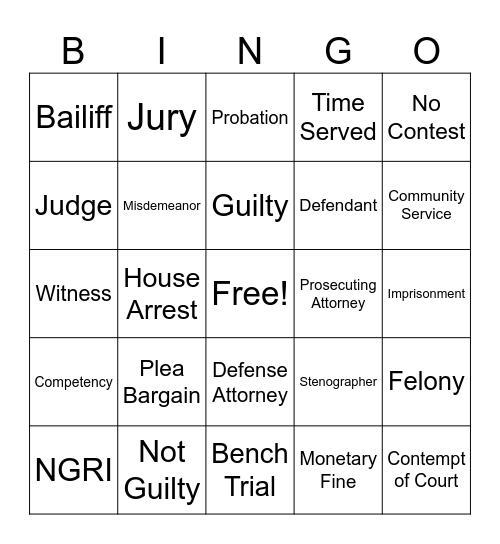 Competency Bingo Card