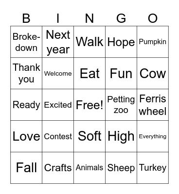 Mourani fall skit Bingo Card