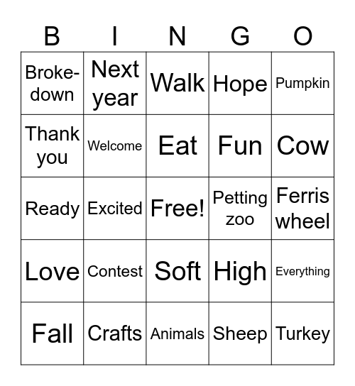 Mourani fall skit Bingo Card