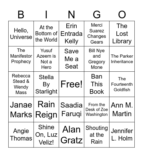 EBOB Book Bingo! Bingo Card