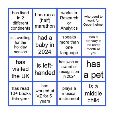 MEET SOMEONE IN THE ROOM WHO... Bingo Card