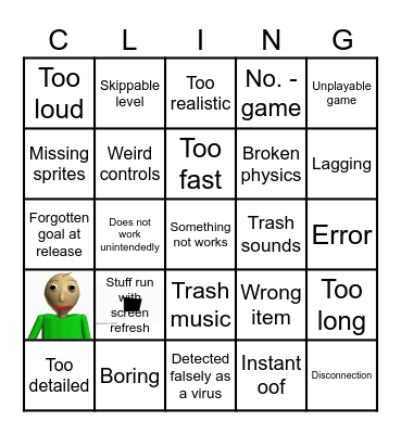 Game Bugs Bingo Card