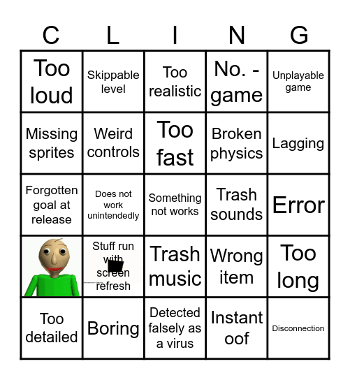 Game Bugs Bingo Card