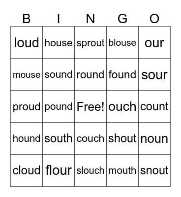 ou as in out Bingo Card
