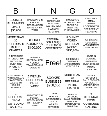 WEALTH BING Bingo Card