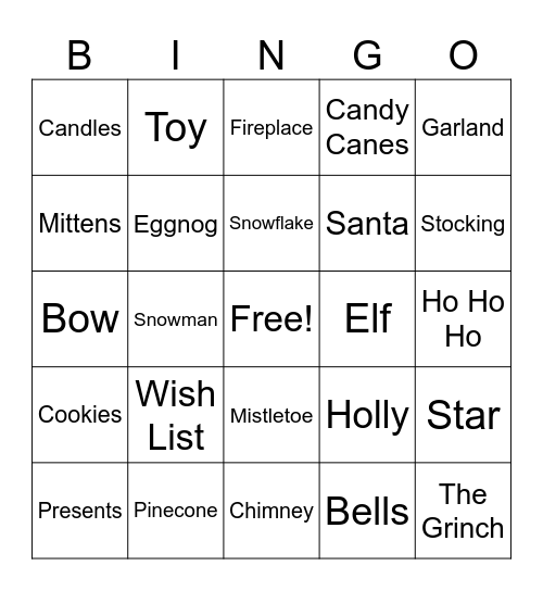 SASO Holiday Bingo Card