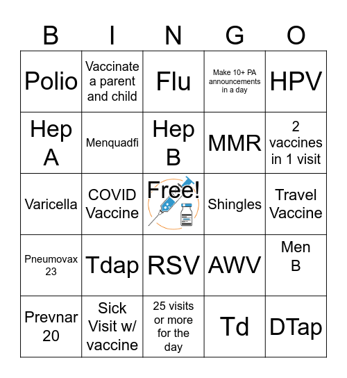 Clinic Bingo Card