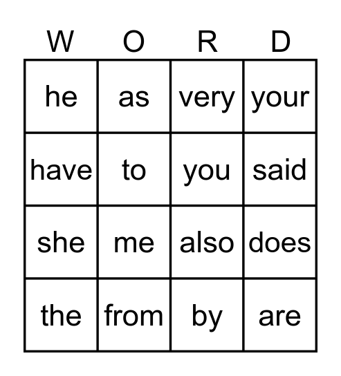 1st Grade Sight Words Bingo Card