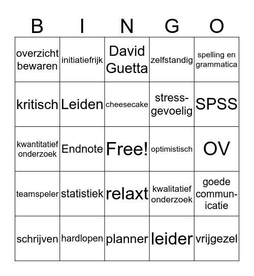 POF bingo Card