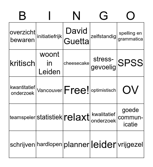 POF bingo Card