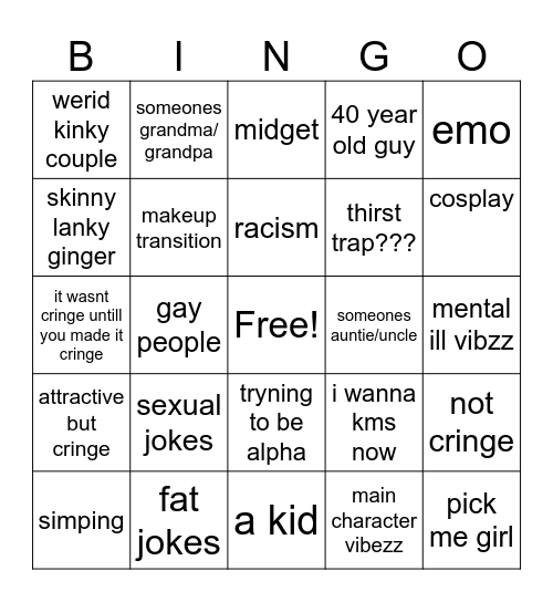 instagram reels/commets Bingo Card