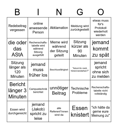 AStA Bingo Card