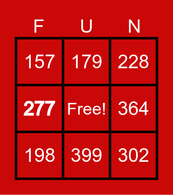 Christmas Math fun Bingo Card