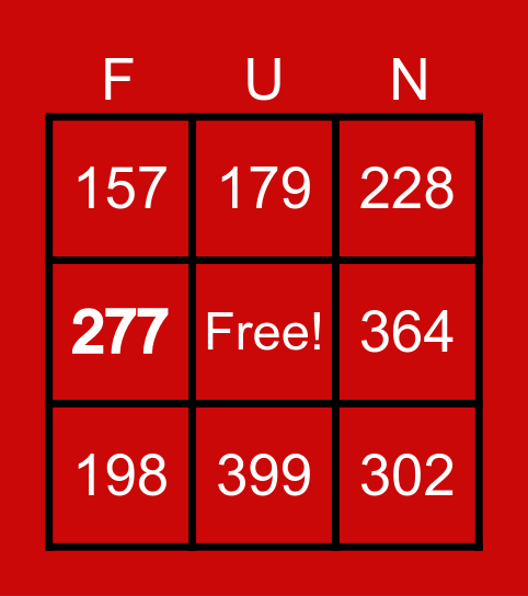 Christmas Math fun Bingo Card