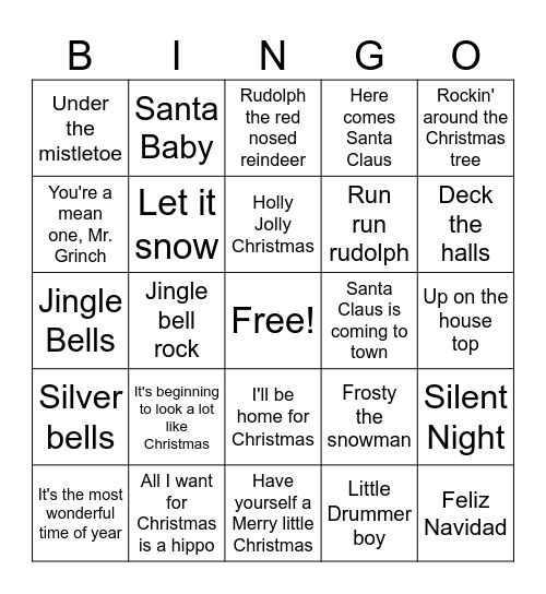 Merry Christmas Bingo Card